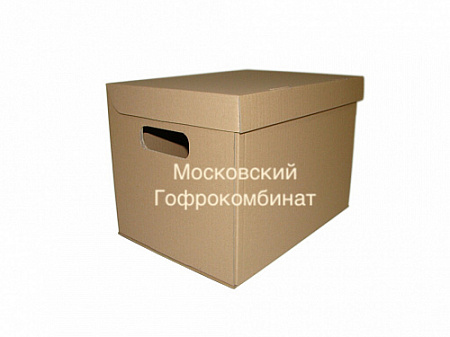 Картонная коробка с вырубными ручками самосборная 480*325*295